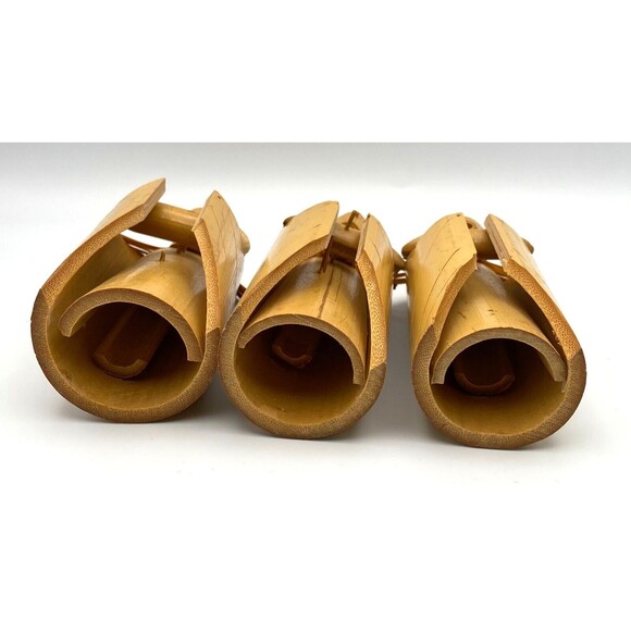 Vintage Christmas Bamboo Wood Wide Men Three Kings Nativity Figures Set of 3 - Picture 4 of 4